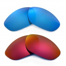 Walleva Polarized Fire Red + Ice Blue Replacement Lenses for Oakley Hatchet Wire Sunglasses